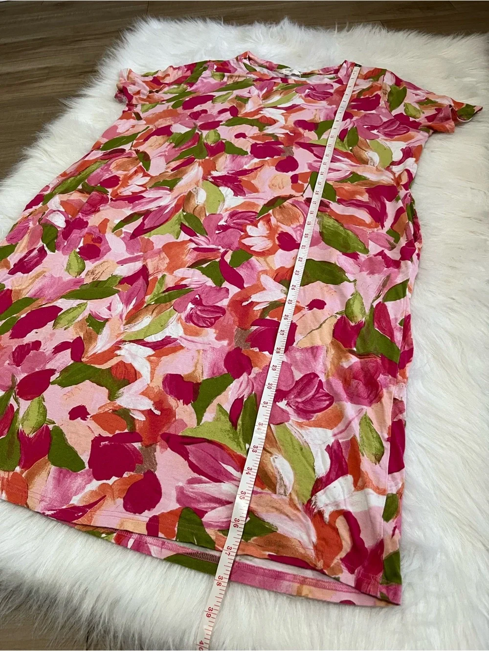 Terra & Sky Floral Roll Cuff T-Shirt Dress Size
